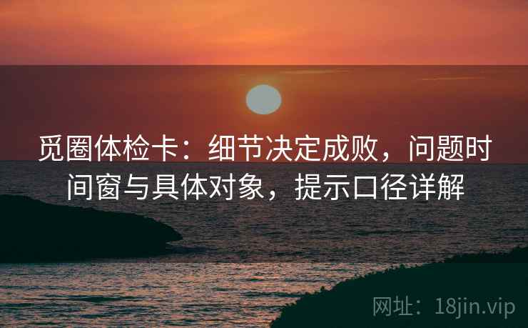 觅圈体检卡：细节决定成败，问题时间窗与具体对象，提示口径详解